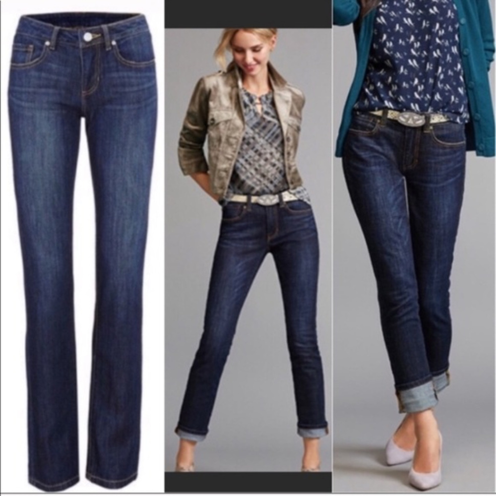 CAbi Dark Wash High Straight Jeans Style 3386
